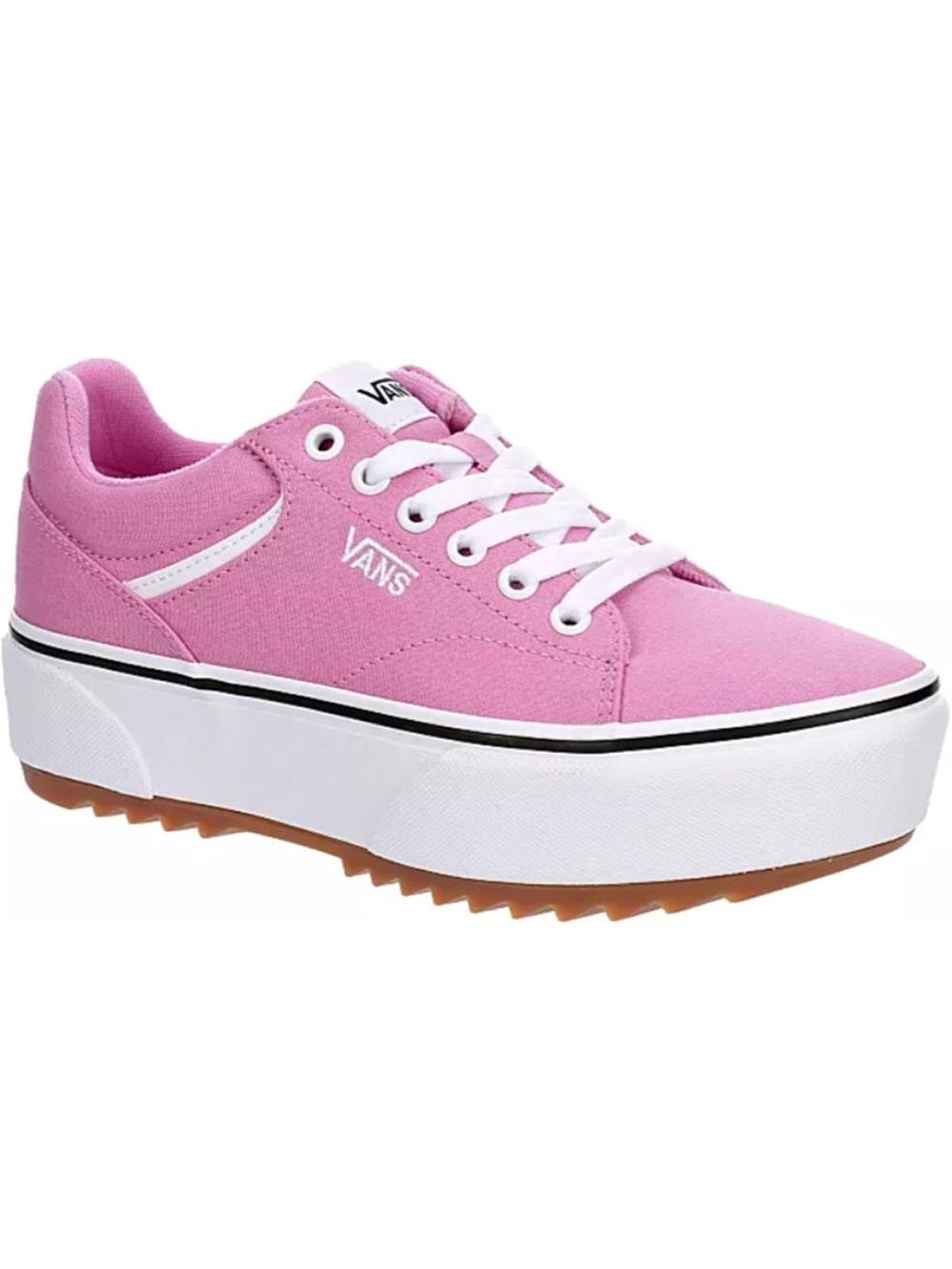 Vans Pink Platform Canvas Sneakers with White Trim